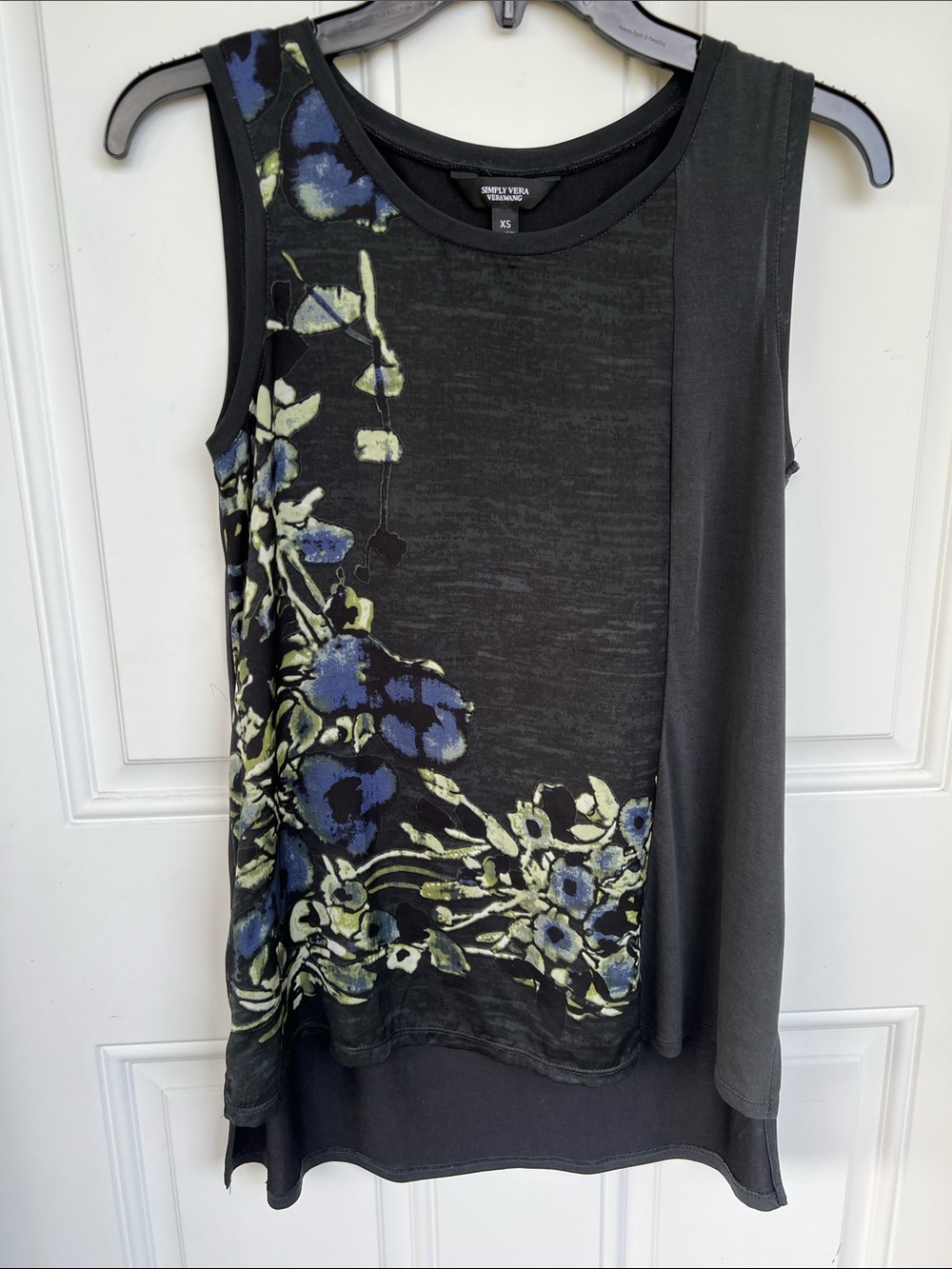 Vera Wang Black Floral Layered Sleeveless Layered Top XS